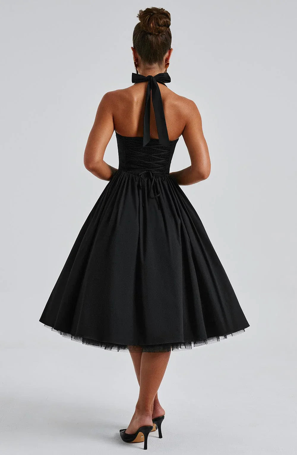 Monet - Lace-up Corset Midi Dress