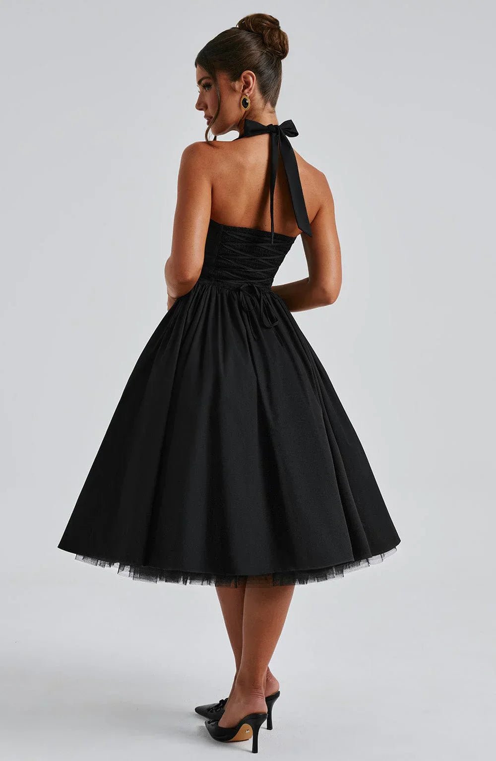 Monet - Lace-up Corset Midi Dress