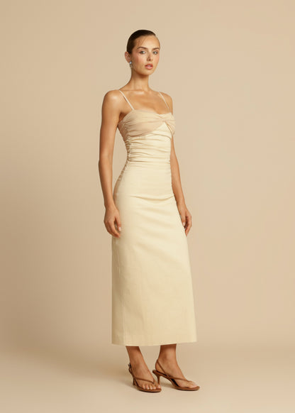 Sasha - Ruched Bodice Midi Dress