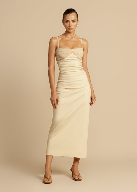 Sasha - Ruched Bodice Midi Dress