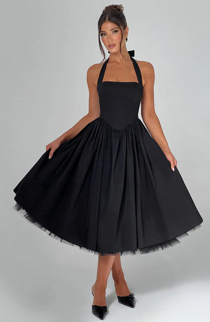 Monet - Lace-up Corset Midi Dress