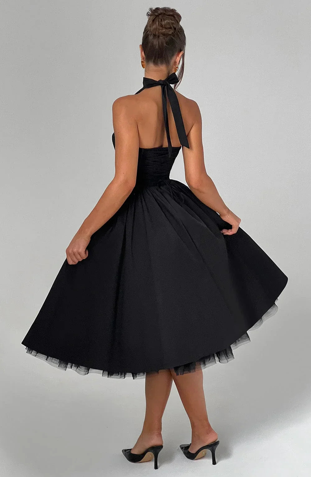 Monet - Lace-up Corset Midi Dress