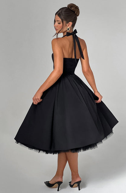 Monet - Lace-up Corset Midi Dress