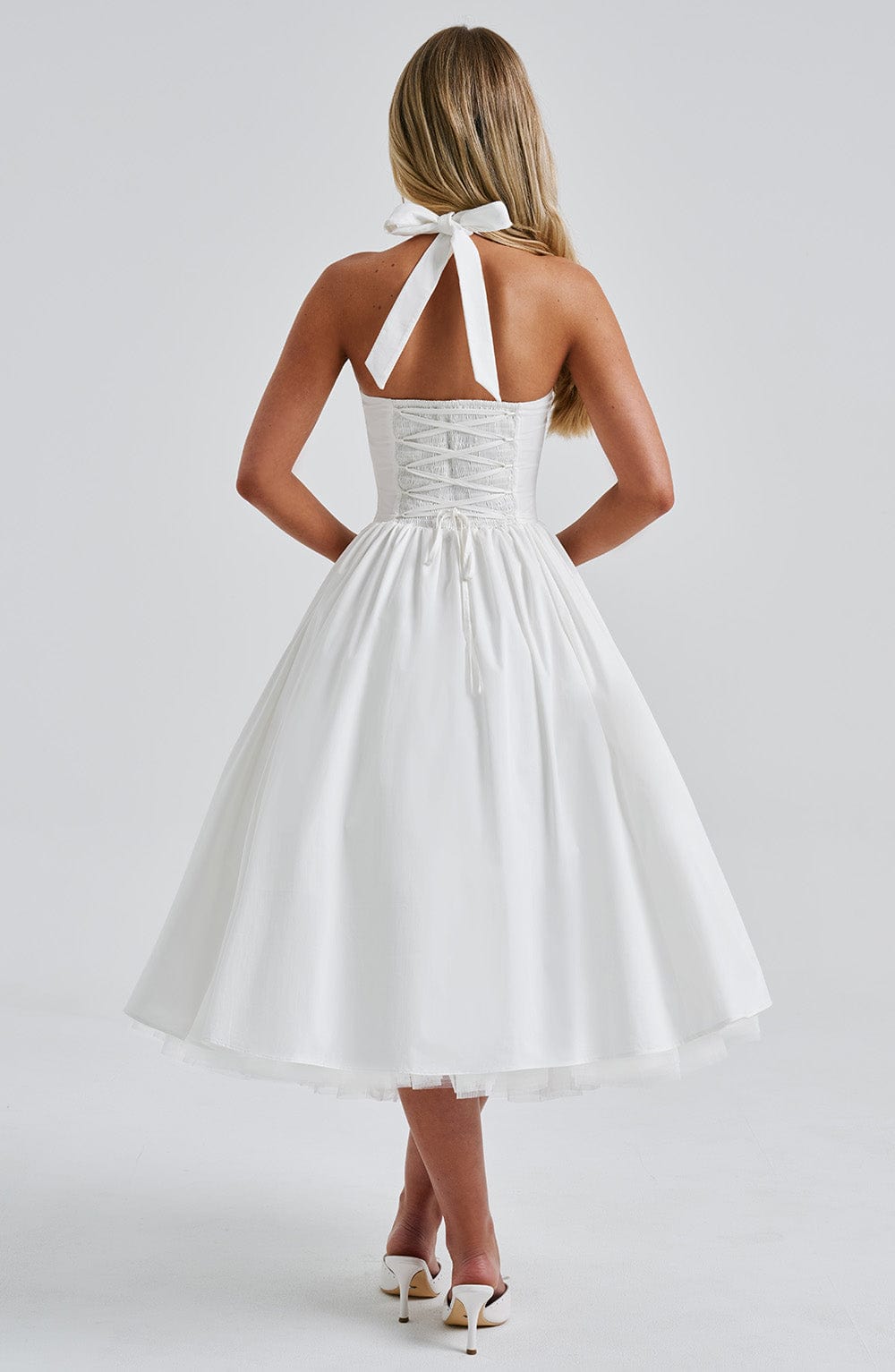 Monet - Lace-up Corset Midi Dress