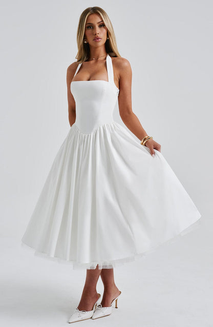 Monet - Lace-up Corset Midi Dress