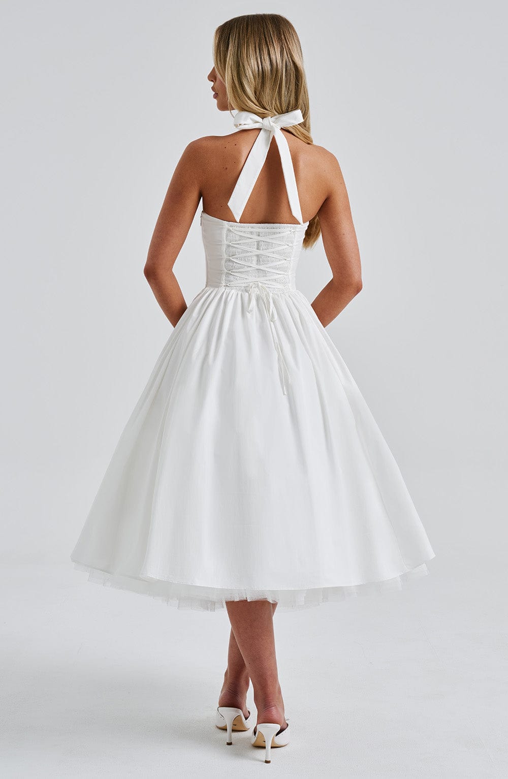 Monet - Lace-up Corset Midi Dress