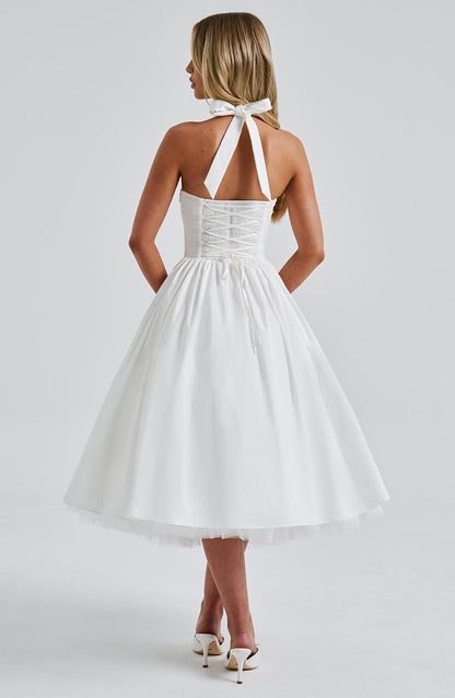 Monet - Lace-up Corset Midi Dress
