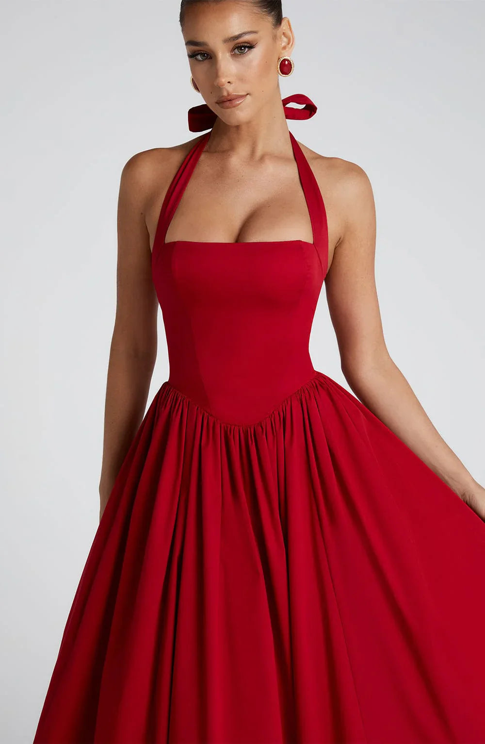 Monet - Lace-up Corset Midi Dress