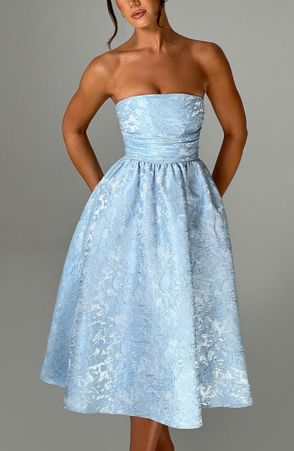 Cressida - Strapless Jacquard Midi Dress