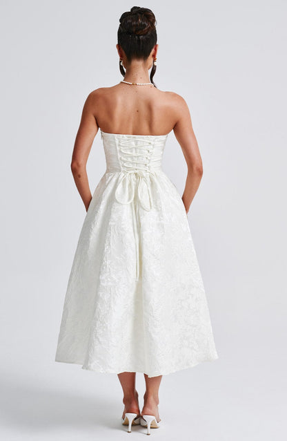 Cressida - Strapless Jacquard Midi Dress